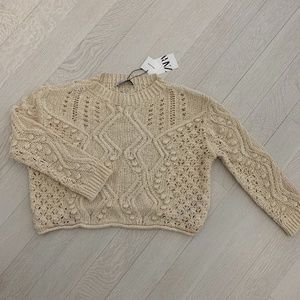 Crochet knit cotton sweater